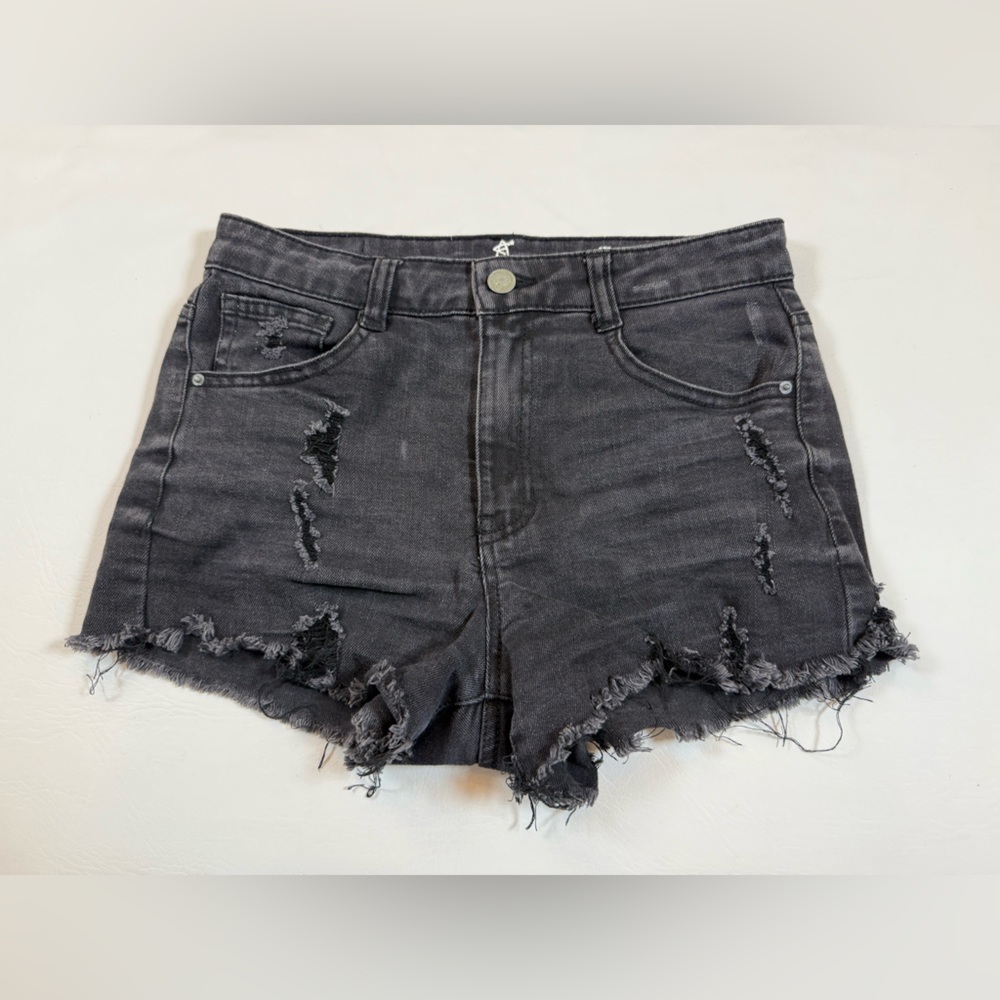 Almost Famous black denim cutoff shorts size girls teen 7 (bin EE)